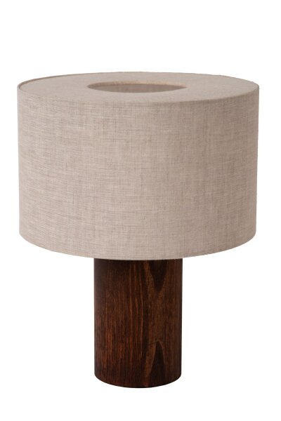 Natürliche Tischlampe Holz Stoff E27 31,5 cm gemütlich