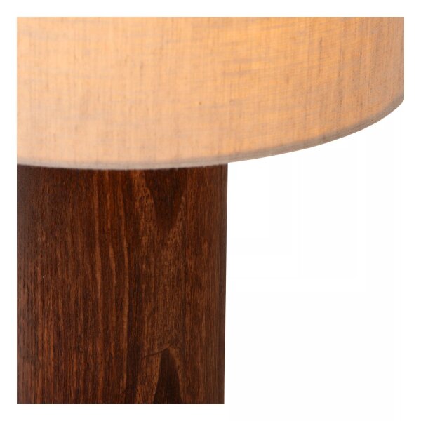 Natürliche Tischlampe Holz Stoff E27 31,5 cm gemütlich