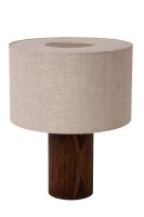 Natürliche Tischlampe Holz Stoff E27 31,5 cm...