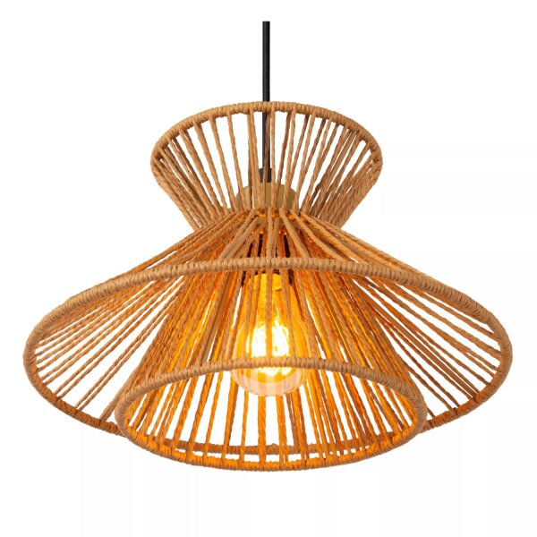 Hängelampe Papier Metall Natur Gold E27 L:60,9 cm