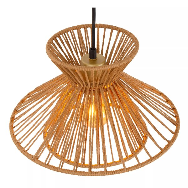 Hängelampe Papier Metall Natur Gold E27 L:60,9 cm