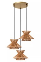 Hängelampe Papier Metall Natur Gold E27 L:60,9 cm