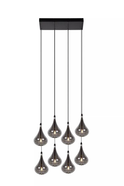Pendelleuchte Rauchglas Metall L:49,5 cm G4 8-flammig