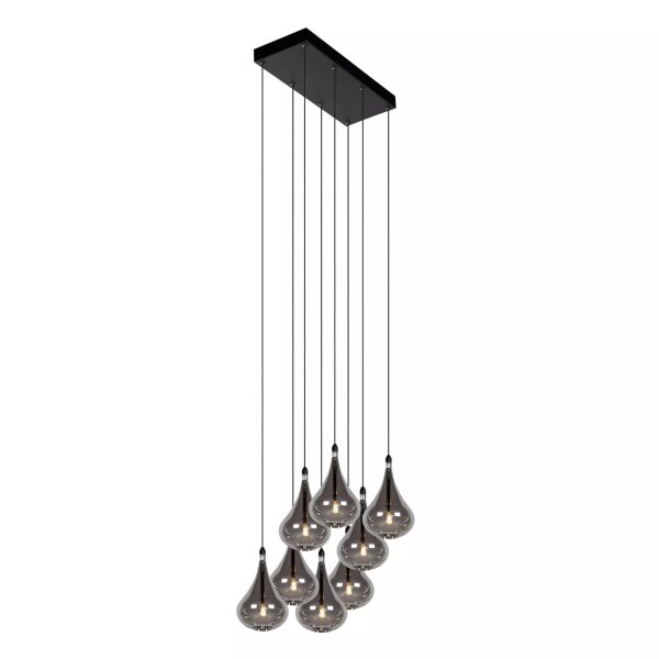 Pendelleuchte Rauchglas Metall L:49,5 cm G4 8-flammig