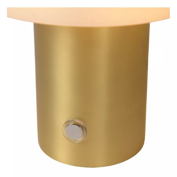 Dimmbare Tischlampe Glas Metall Weiß Gold E14 21 cm