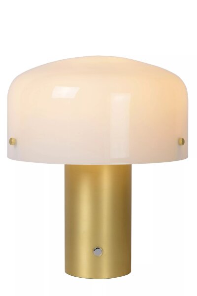 Dimmbare Tischlampe Glas Metall Weiß Gold E27 35 cm