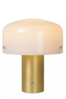 Dimmbare Tischlampe Glas Metall Weiß Gold E27 35 cm