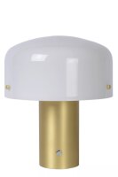 Dimmbare Tischlampe Glas Metall Weiß Gold E27 35 cm