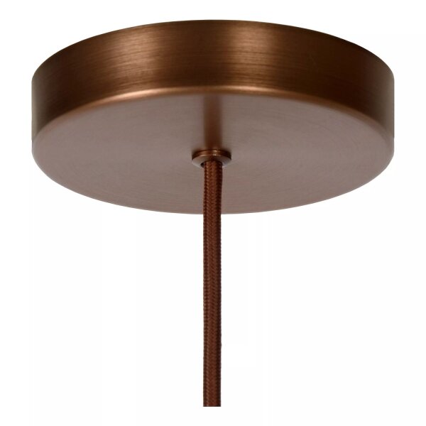 Hängelampe Glas Metall Bernstein Kupfer E27 Ø20 cm rund