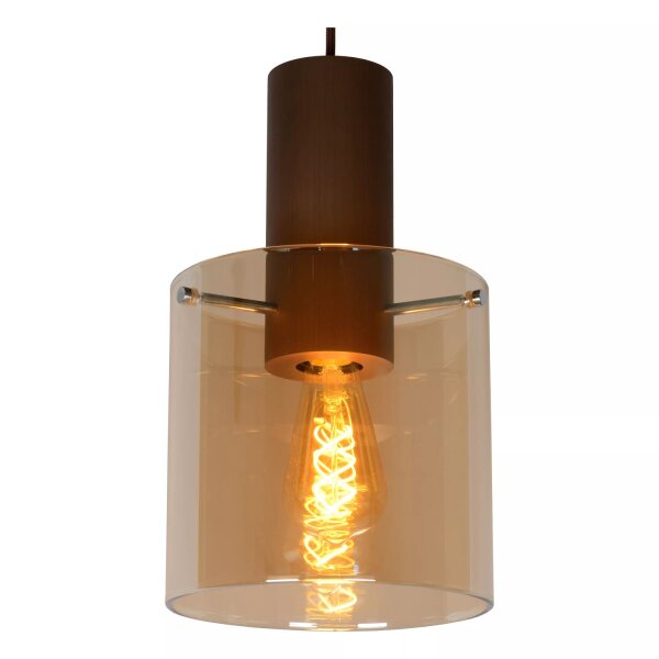 Hängelampe Glas Metall Bernstein Kupfer E27 100 cm lang