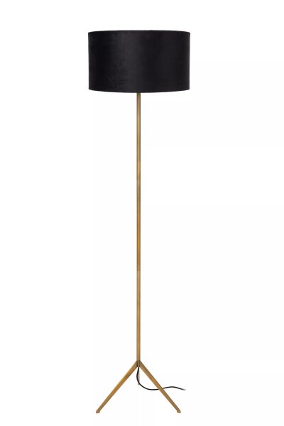 Tripod Stehleuchte Stoff Metall Schwarz Gold E27 147 cm