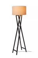 Stehlampe Holz Stoff Schwarz Natur blendarm E27 157 cm