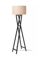 Stehlampe Holz Stoff Schwarz Natur blendarm E27 157 cm