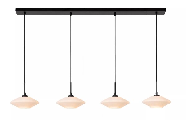 Lange Pendelleuchte Glas Metall Weiß Schwarz G9 125 cm