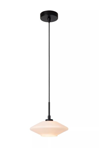 Runde Pendelleuchte Glas Metall Weiß Schwarz G9 Ø20 cm