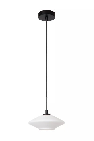 Runde Pendelleuchte Glas Metall Weiß Schwarz G9 Ø20 cm