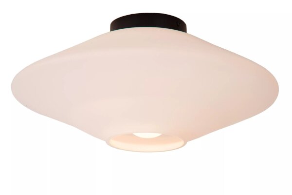 Runde Deckenleuchte Glas Metall Weiß Schwarz G9 Ø42 cm