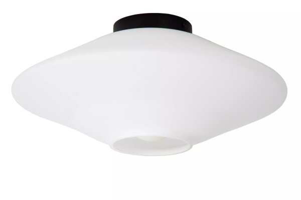 Runde Deckenleuchte Glas Metall Weiß Schwarz G9 Ø42 cm