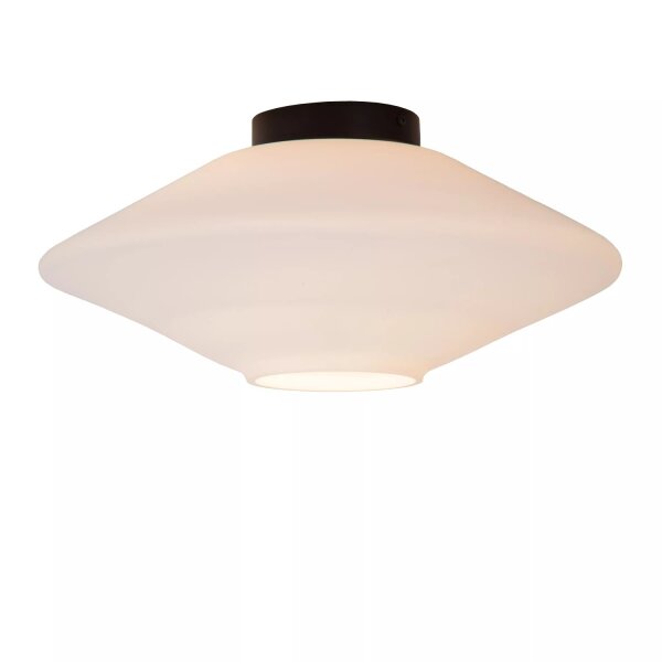 Runde Deckenleuchte Glas Metall Weiß Schwarz G9 Ø42 cm
