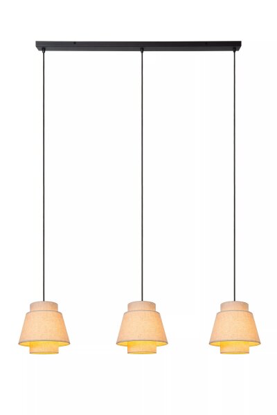 Hängelampe Stoff Metall Beige Schwarz E27 120 cm lang