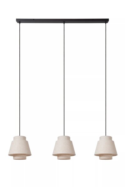 Hängelampe Stoff Metall Beige Schwarz E27 120 cm lang