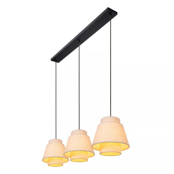 Hängelampe Stoff Metall Beige Schwarz E27 120 cm lang