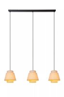 Hängelampe Stoff Metall Beige Schwarz E27 120 cm lang