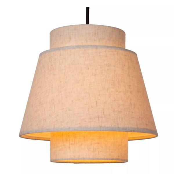 Hängelampe Stoff Beige Schwarz 3-flammig E27 B:76 cm
