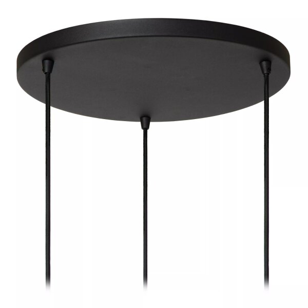 Hängelampe Stoff Beige Schwarz 3-flammig E27 B:76 cm