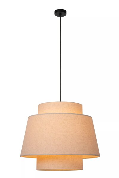 Stoff Hängelampe Beige gemütlich E27 Ø60 cm blendarm