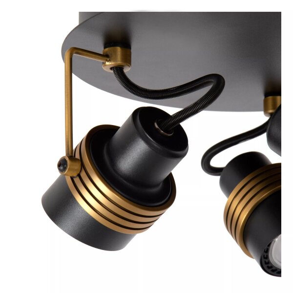 Deckenspot flexibel 3-flammig Gold Schwarz GU10 B:21 cm