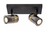 Deckenstrahler Rauchglas Metall Schwarz GU10 2-flammig
