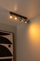 Deckenstrahler Rauchglas Metall Schwarz GU10 4-flammig