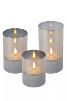 LED Tischlampe 3-er Set Rauchglas Grau Ø8 cm 2700 K