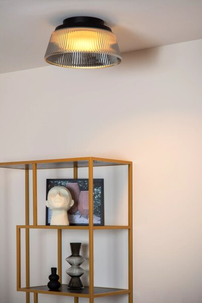 LED Deckenlampe Rauchglas Metall Schwarz Ø35 cm 2900 K