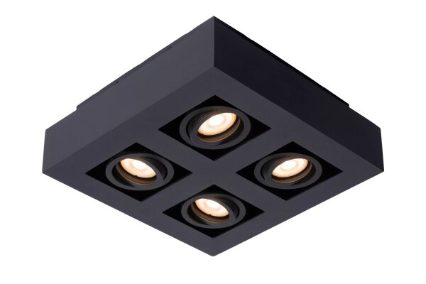 Deckenstrahler Schwarz B:25 cm GU10 4-flmg verstellbar