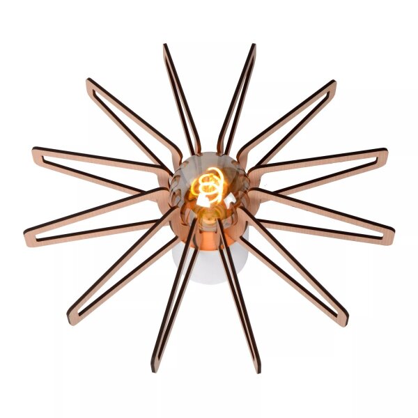 Deckenlampe Holz Metall Weiß Ø45 cm rund E27 Modern