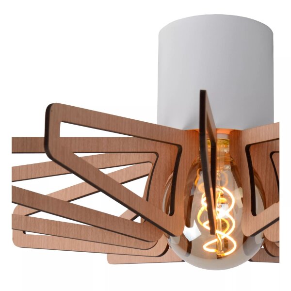 Deckenlampe Holz Metall Weiß Ø45 cm rund E27 Modern