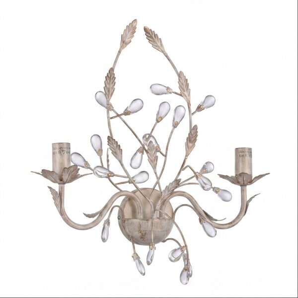 Florale Wandleuchte 2-flmg. Creme/Gold