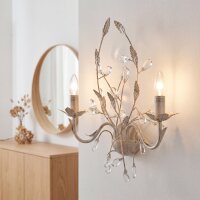 Florale Wandleuchte 2-flmg. Creme/Gold