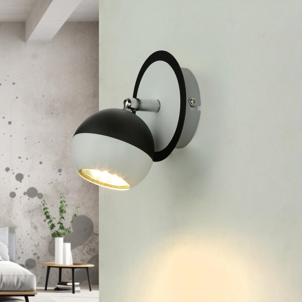 Wandspot rund Ø 11 cm Schwarz Weiß schwenkbar Edelstahl