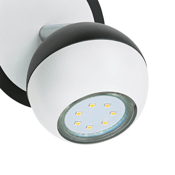 Wandspot rund Ø 11 cm Schwarz Weiß schwenkbar Edelstahl