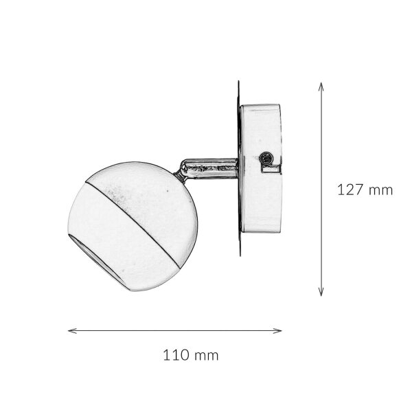 Wandspot rund Ø 11 cm Schwarz Weiß schwenkbar Edelstahl