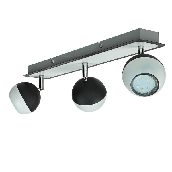 Deckenstrahler Schwarz Weiß B: 43 cm 3-flammig GU10