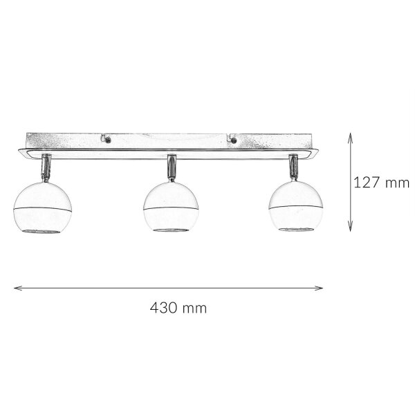 Deckenstrahler Schwarz Weiß B: 43 cm 3-flammig GU10