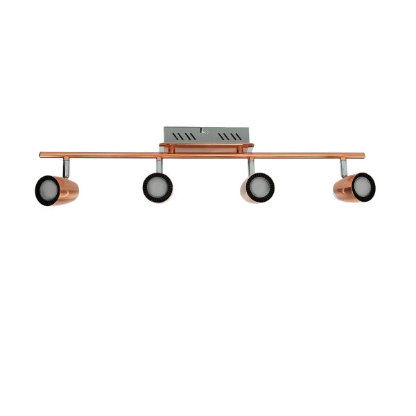 LED Deckenstrahler Kupfer Chrom 3000 K B: 64,5cm Edelstahl Glas
