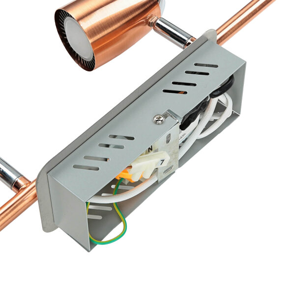LED Deckenstrahler Kupfer Chrom 3000 K B: 64,5cm Edelstahl Glas