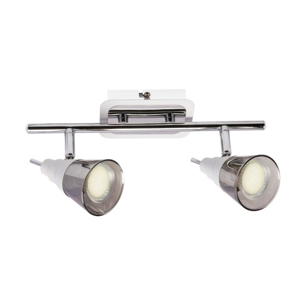 Deckenstrahler 2-flammig GU10 Chrom B: 30 cm Glas Edelstahl