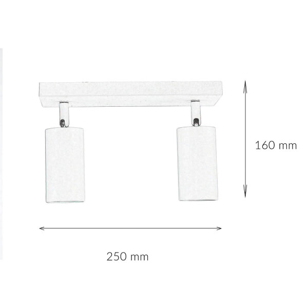 Deckenstrahler Weiß B: 25 cm klein 2-flammig GU10 Metall