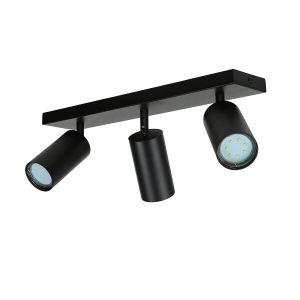 Deckenstrahler Schwarz GU10 3-flammig B: 39,5 cm schwenkbar